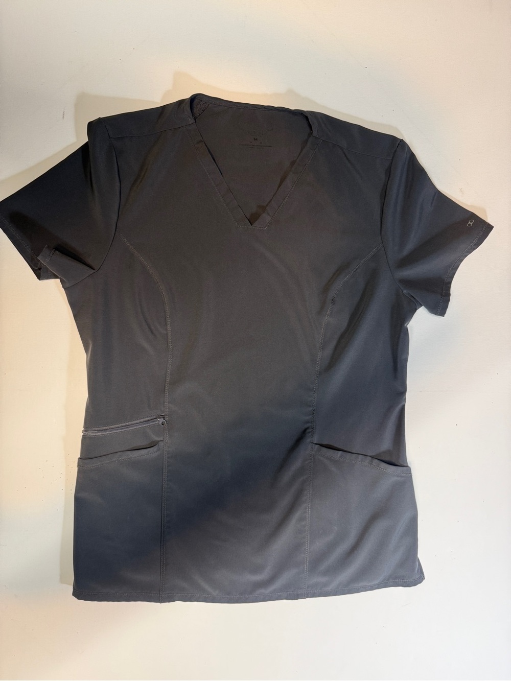 Cherokee Women's Short Sleeve V-Neck Scrub Top in Dark Gray